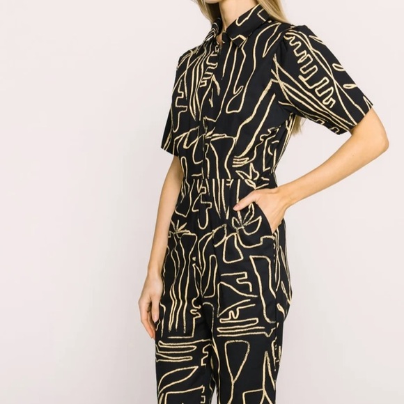 BEL KAZAN Stylish Black and Yellow Jumpsuit Size M - Picture 5 of 13